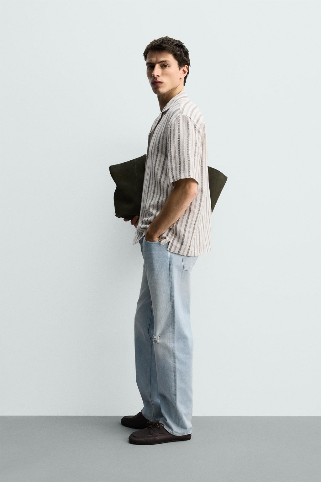 CAMISA REGULAR FIT JACQUARD RAYAS / Crudo - Zara фото 4