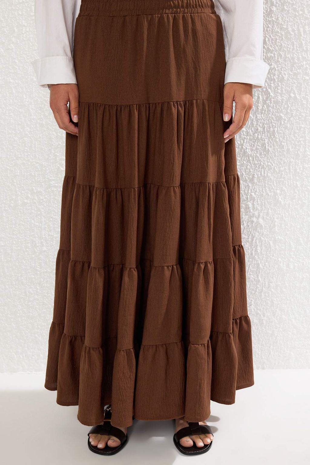 TRENDYOLMILLA Beyaz Pamuklu Dokulu Kumas Maxi Boy Dokuma Etek TWOSS25ET00029  фото 14