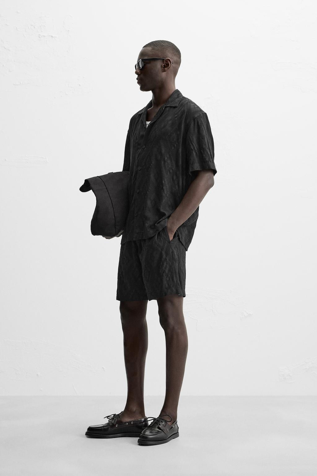 GEOMETRIC PRINT JACQUARD BERMUDA SHORTS - Zara фото 14