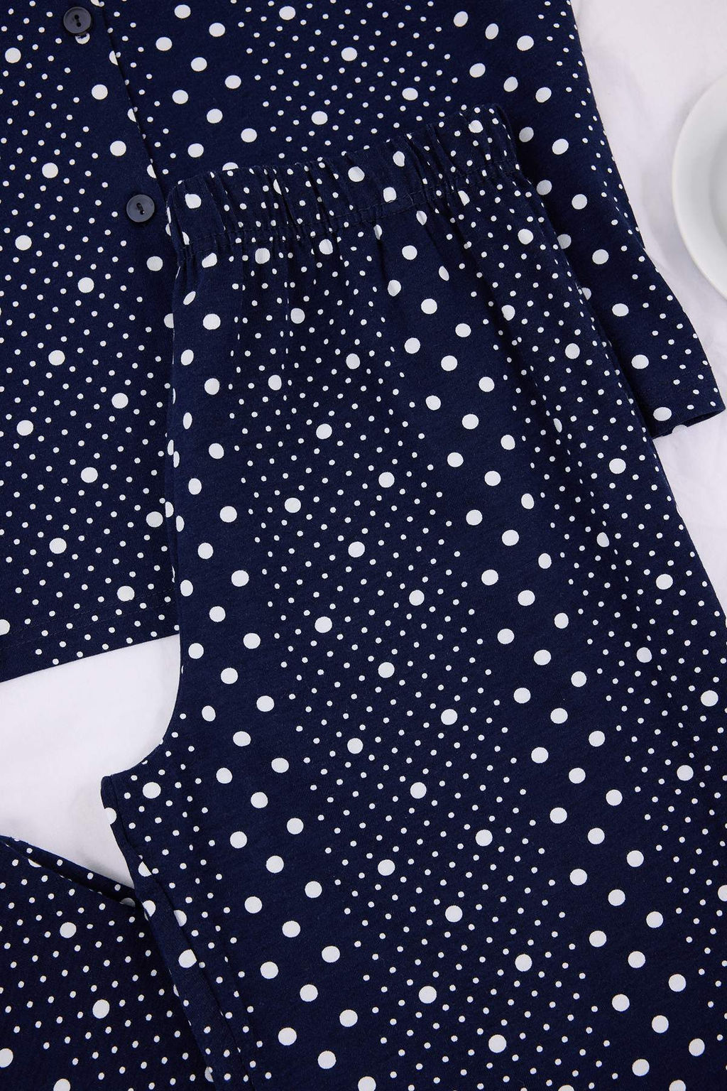 Lacivert Pamuklu Likral? Puantiyeli Orme Pijama Tak?m? THMSS26PT00022 - Trendyolmilla фото 6