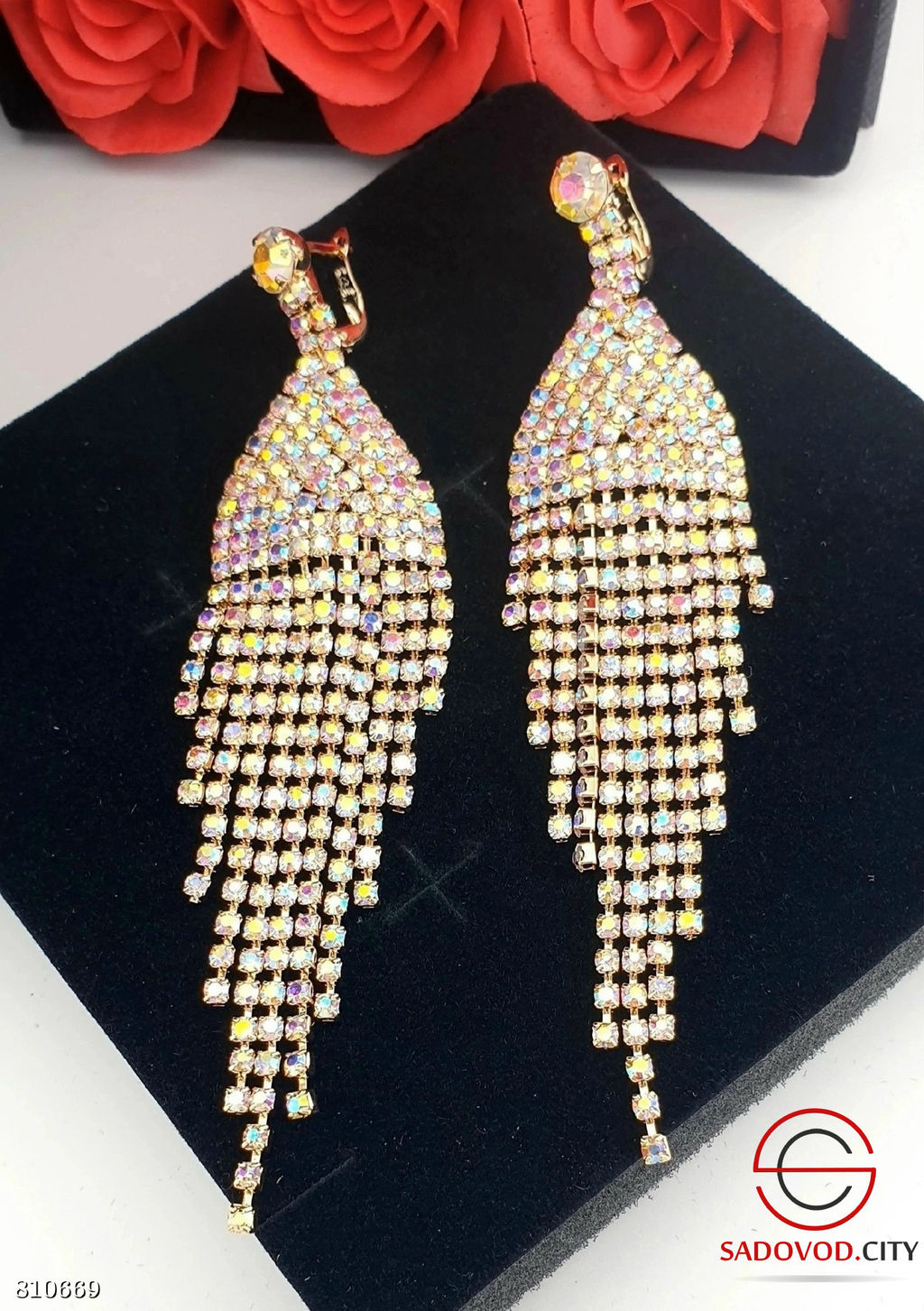 Серьги вечерние длинные висячие блестящие со стразами - Bruno фото 7