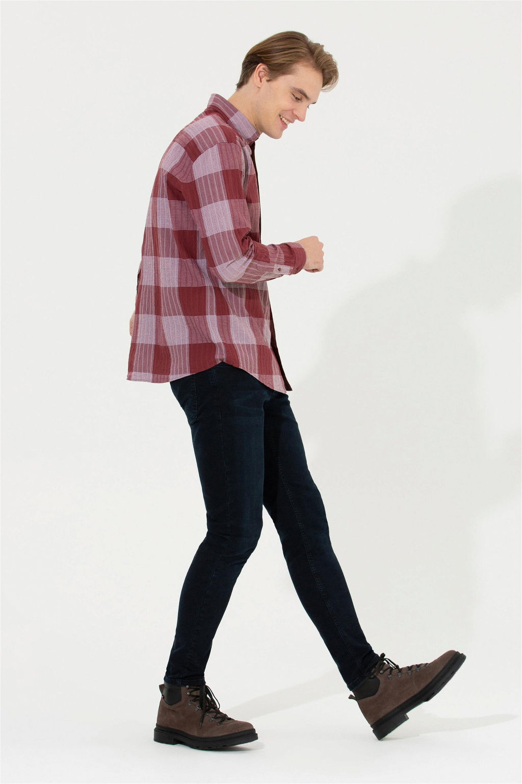 Рубашка мужская U.S. Polo Assn в шотландскую клетку красная  фото 9