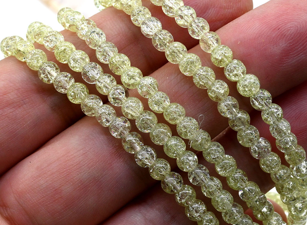 Браслет из сахарного кварца шарик 4мм цв.салатовый, 17см