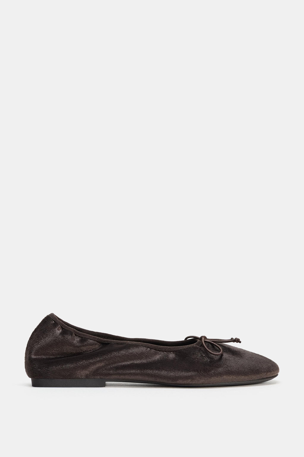 VELVET-EFFECT BALLERINA FLATS WITH BOW - Zara фото 7