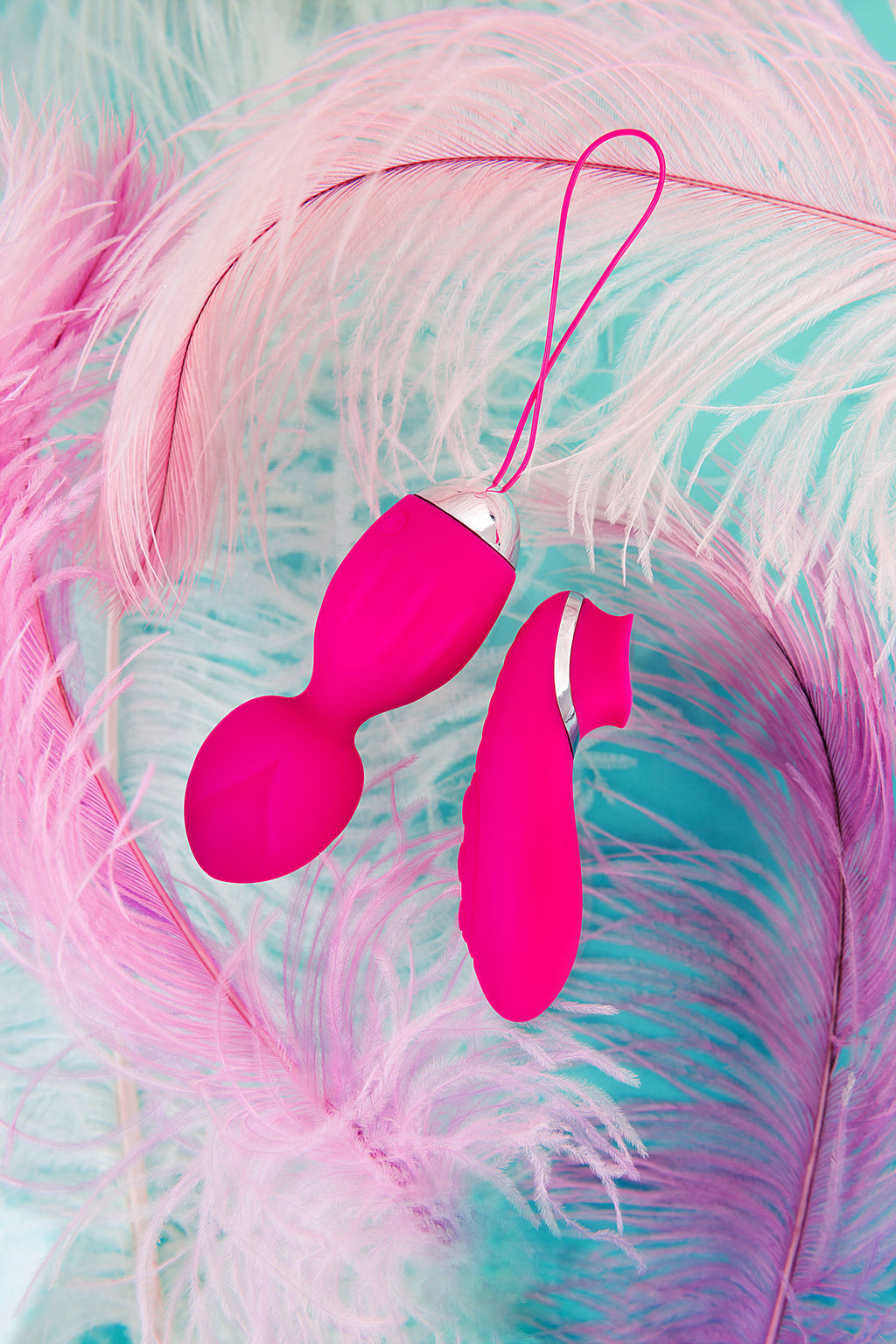 Виброшарики и стимулятор внешних эрогенных зон LEroina Tella, силикон, розовые, 10 см