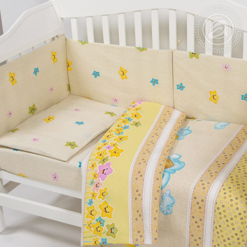 Баиньки Набор для новорожденных Баиньки/Борта:6шт; Подушка:1 шт-40*60; Наволочка(клапан):1шт.-40*60; Простыня на резинке:1шт.-120*60; Одеяло:1шт.-110*90; Пододеяльник:1шт.-110*90 Набор в кроватку (бязь) - Артпостелька фото 3