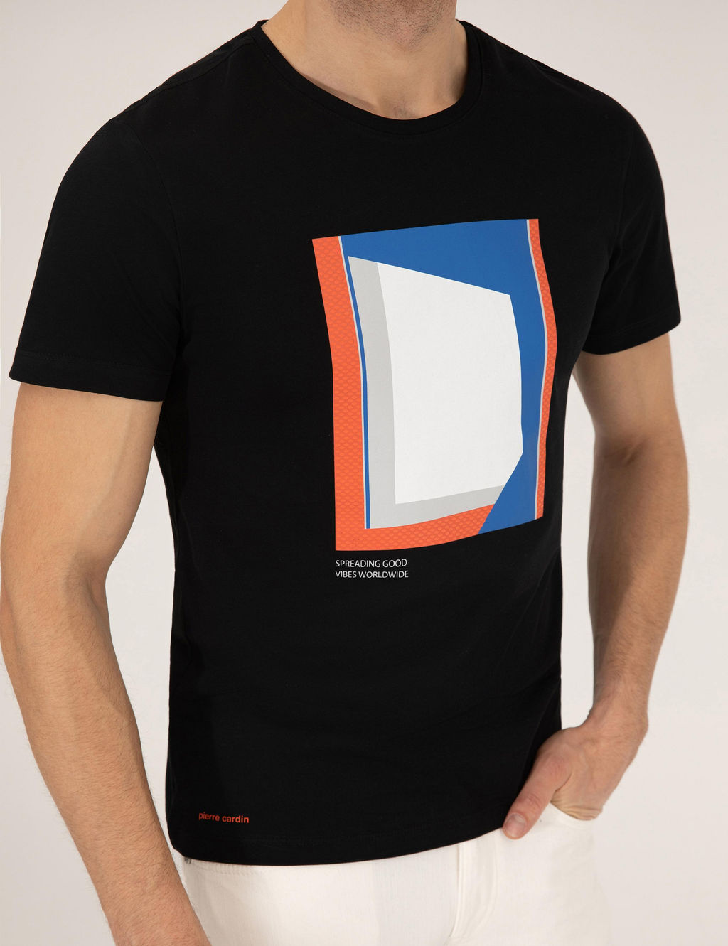 Siyah Bask_l_ Bisiklet Yaka Ti__rt