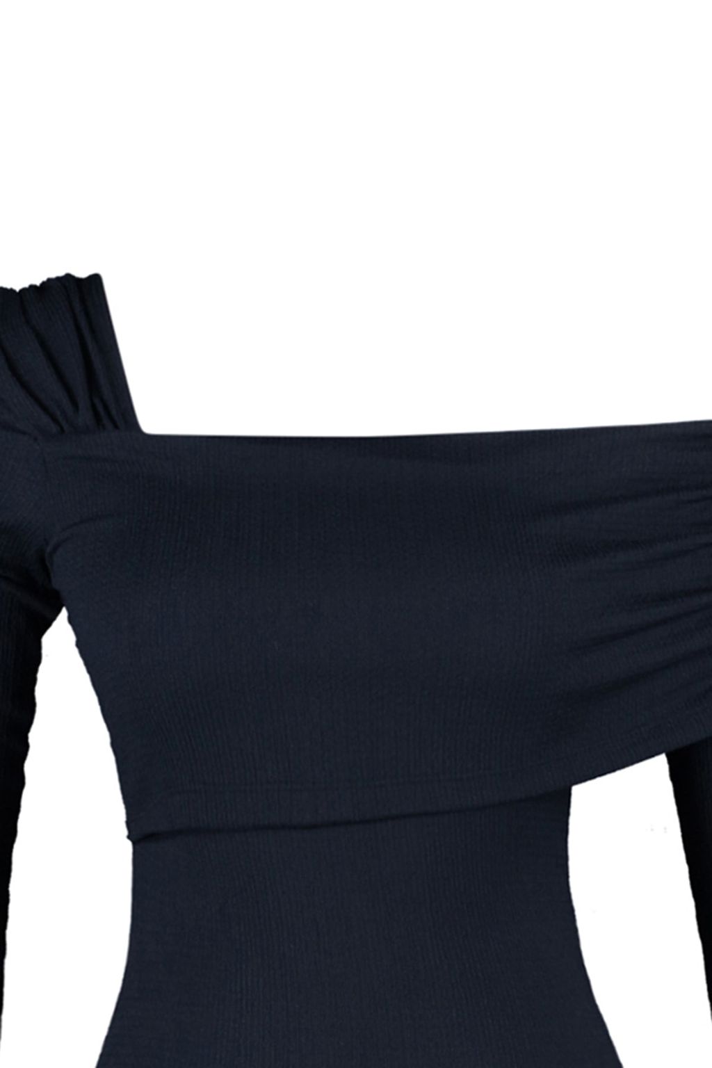 TRENDYOLMILLA Zumrut Yesili Asimetrik Yaka Drapeli Fitted/Vucuda Oturan Burumcuk C?tc?tl? Orme Body TWOAW23BD00043 фото 15