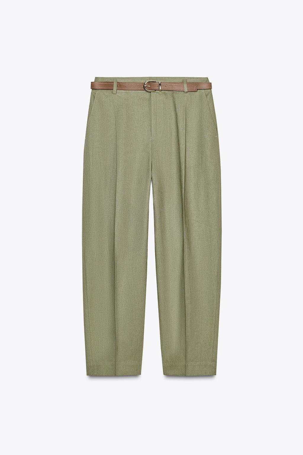 LINEN BELTED STRAIGHT-LEG TROUSERS - Zara фото 20