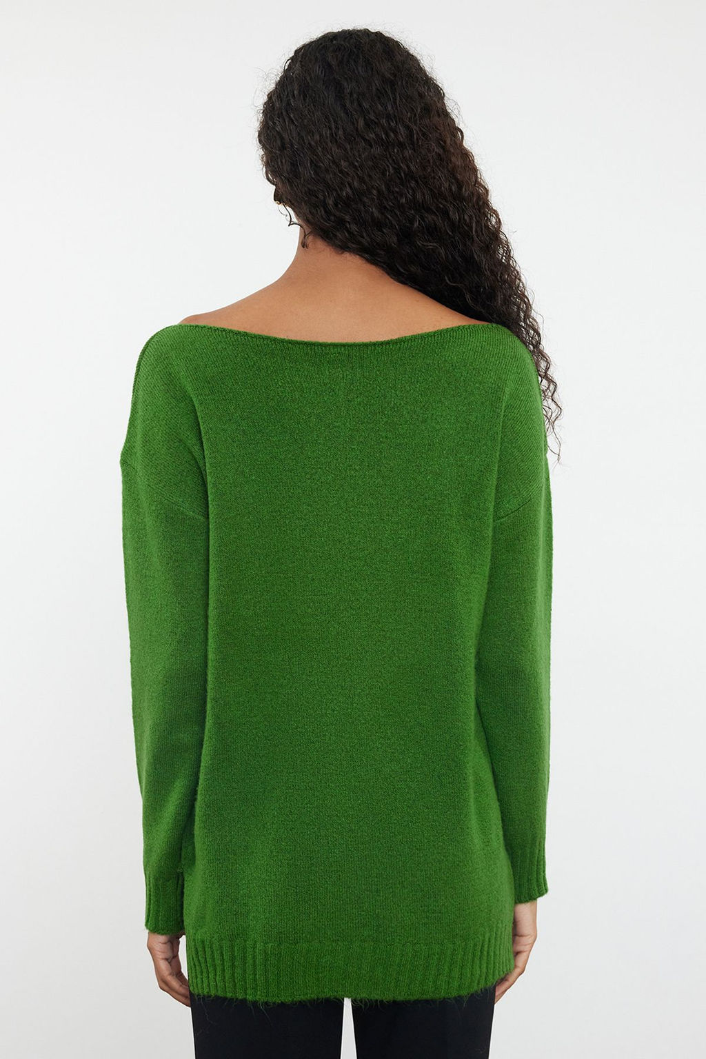 Yesil Yunlu Kay?k Yaka Basic Triko Kazak TWOAW25KZ00010
