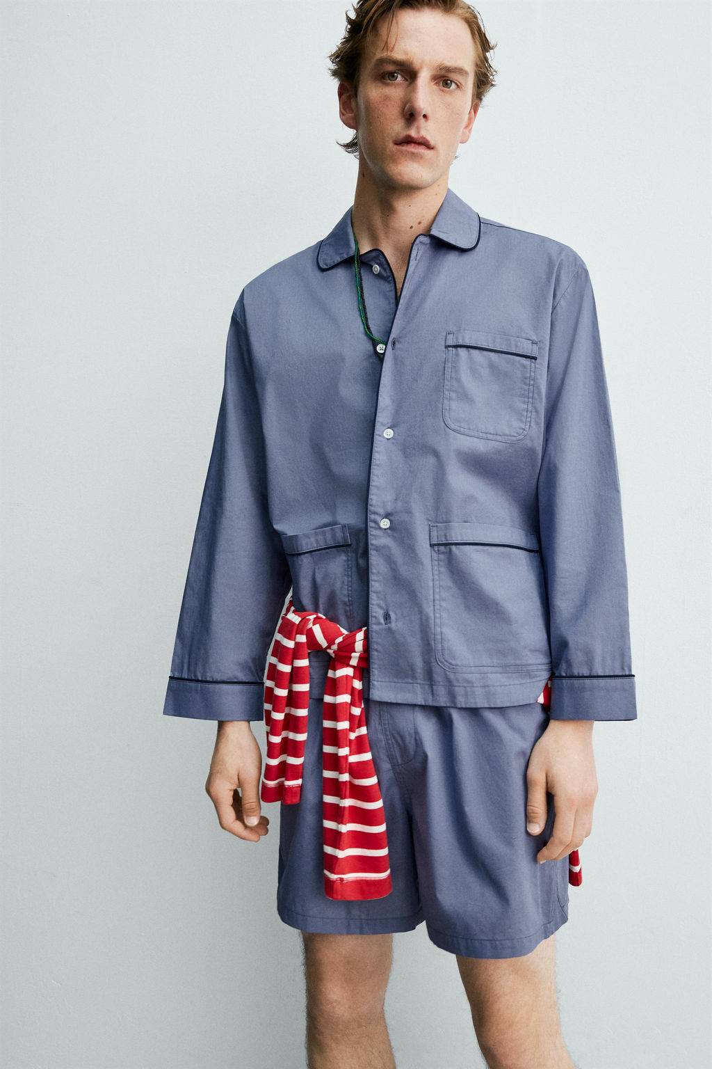 SET PIJAMA PANTAL?N CORTO AARON LEVINE X ZARA / Celeste