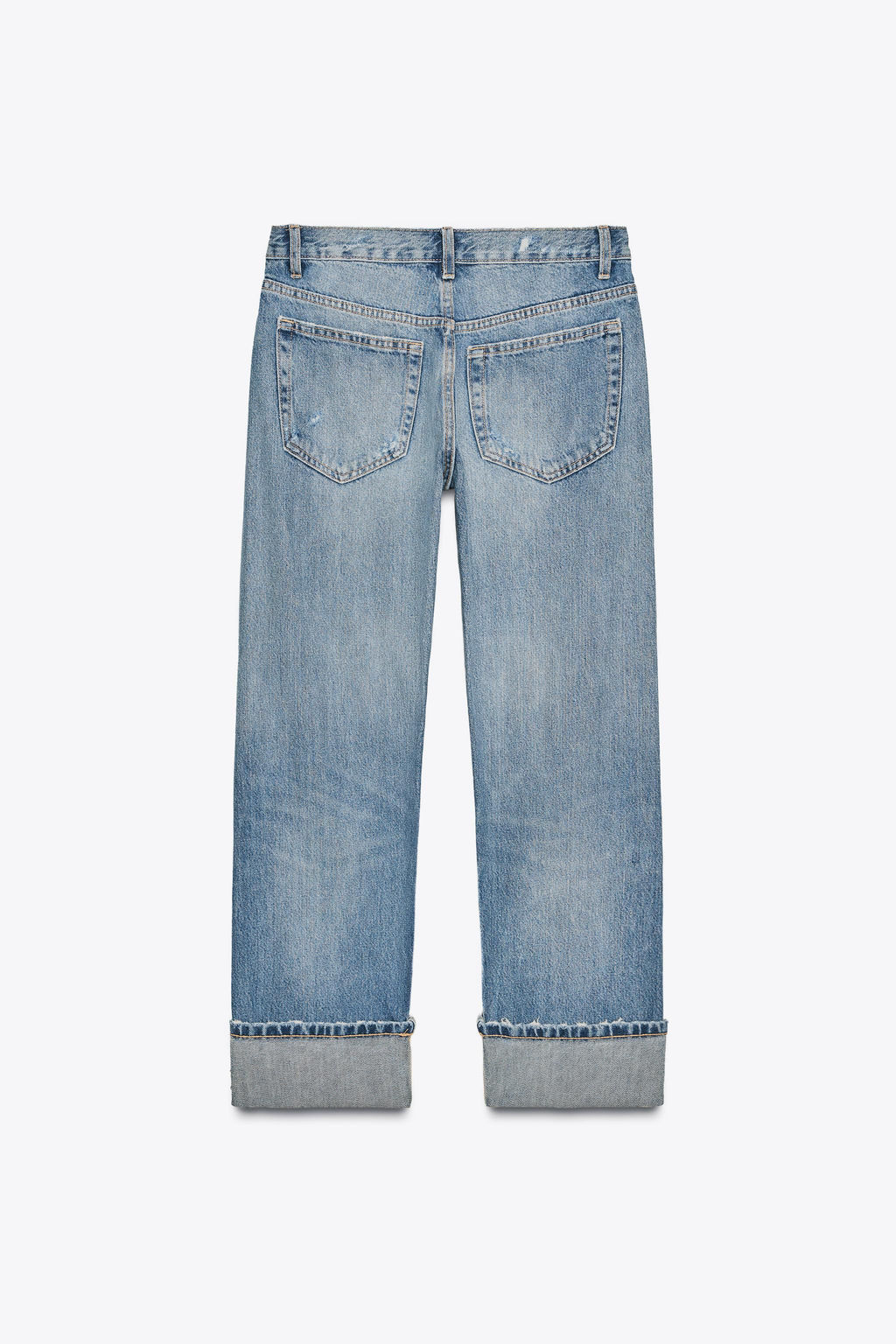 TRF RIPPED STRAIGHT-LEG MID-WAIST JEANS - Zara фото 3