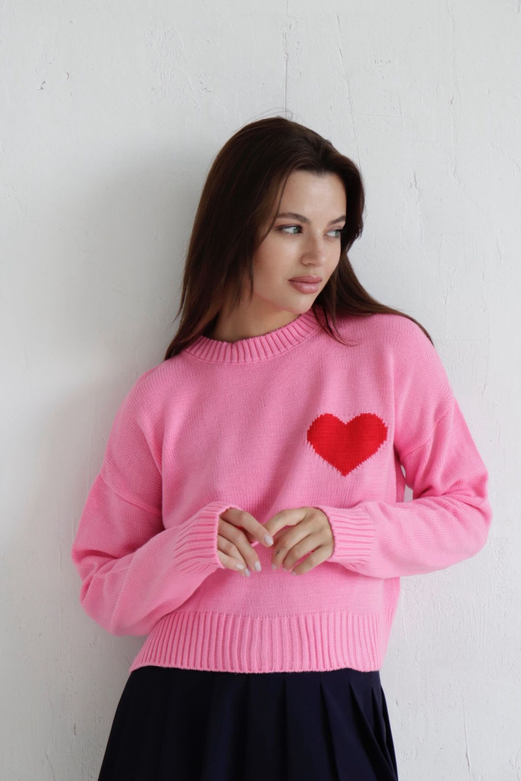 Джемпер Сердце розовый из хлопка - Martichelli фото 4