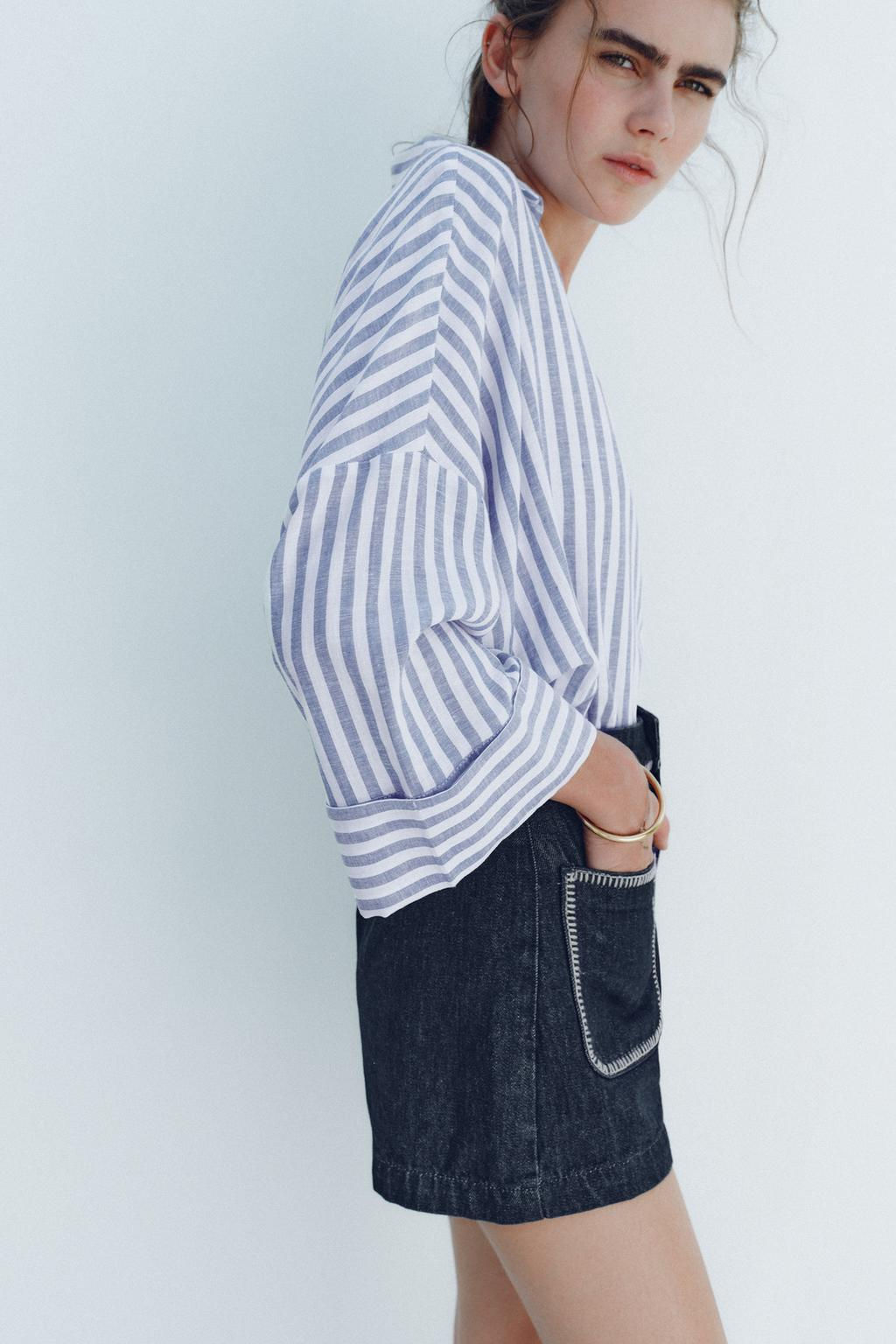 WIDE-SLEEVE LINEN BLEND SHIRT - Zara фото 27