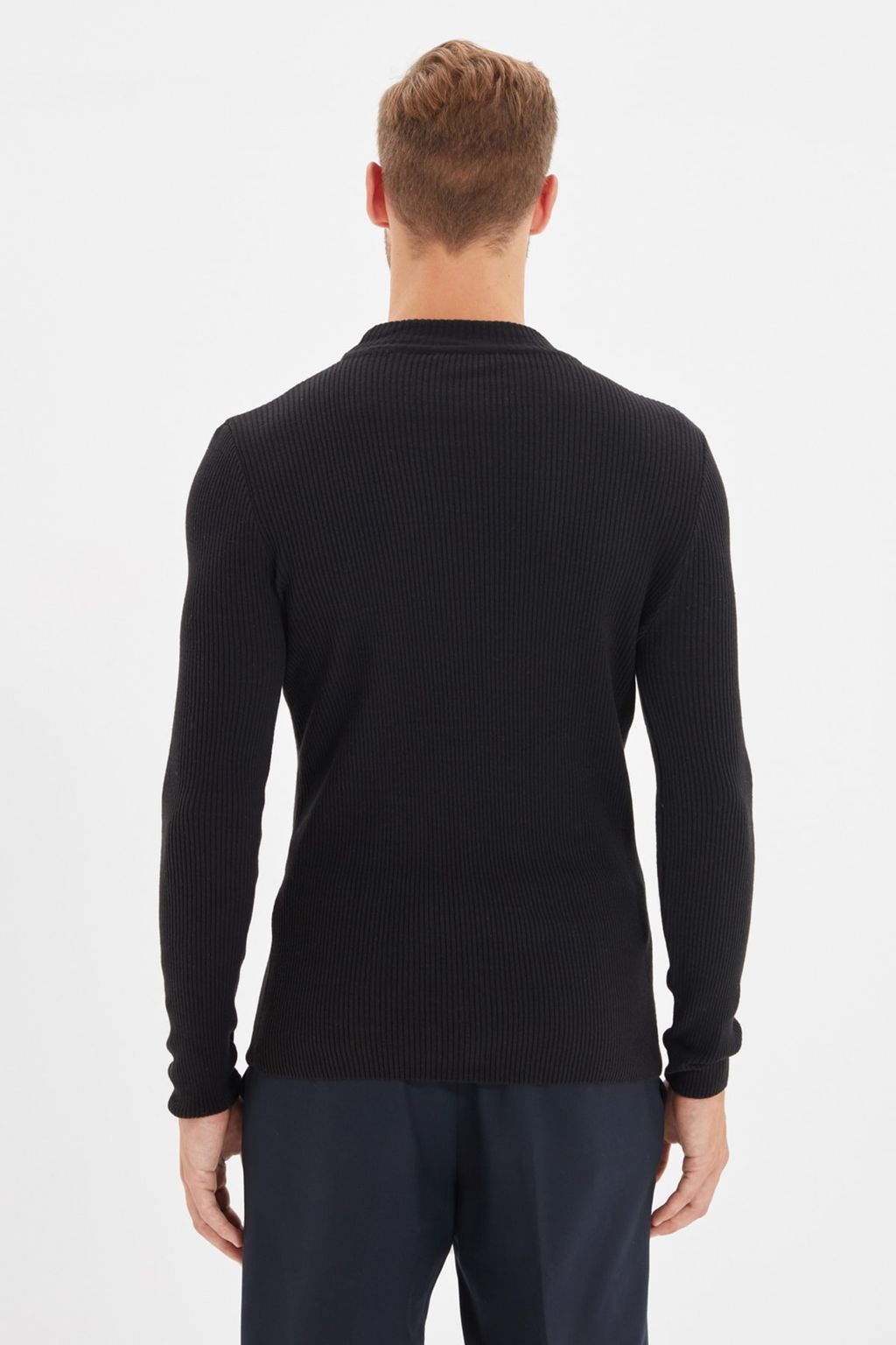 TRENDYOL MAN Ekru Slim Fit Pamuklu Yar?m Bal?kc? Yaka Fitilli Orgu Kazak TMNAW21KZ0568 - Trendyolmilla фото 13