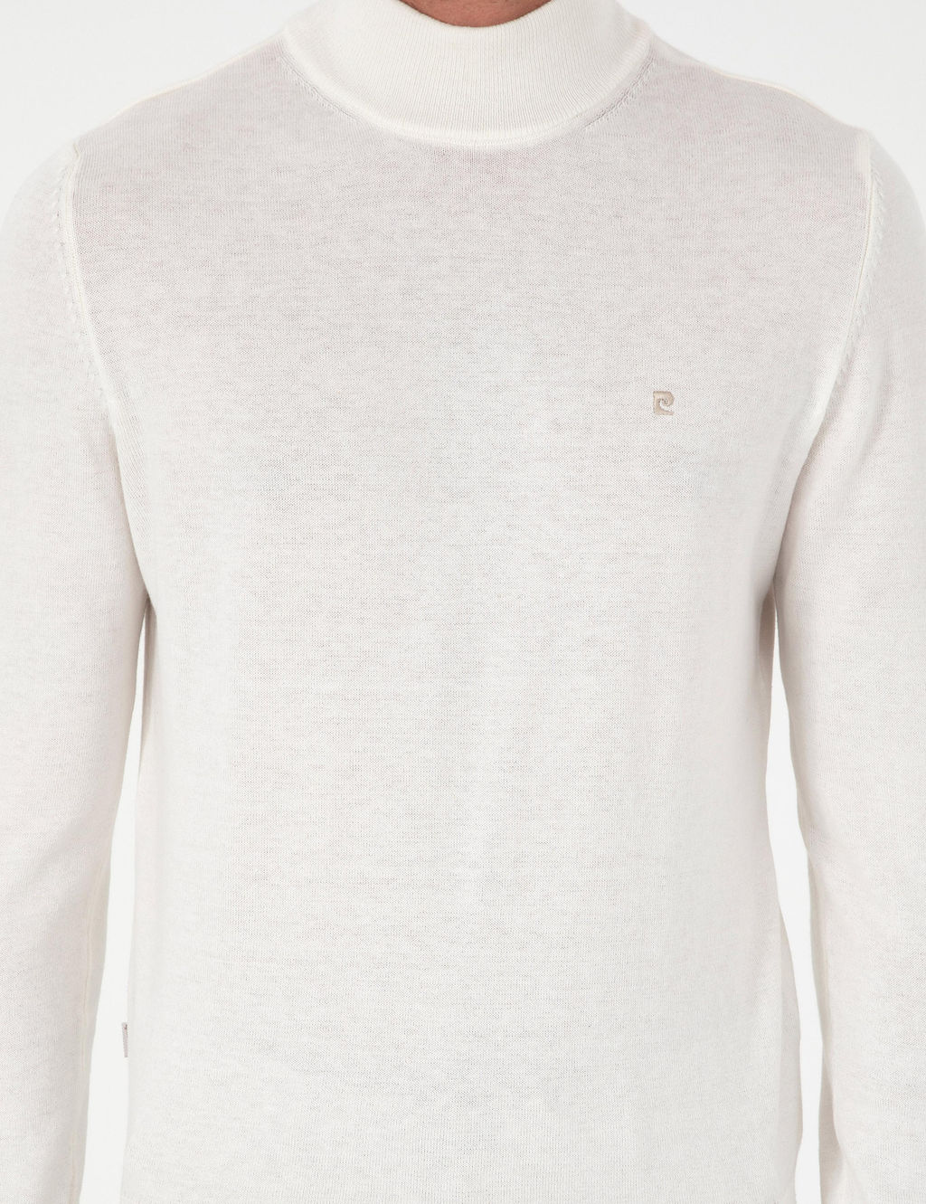 Ekru Slim Fit Yar_m Bal_k__ Yaka Basic Triko Kazak