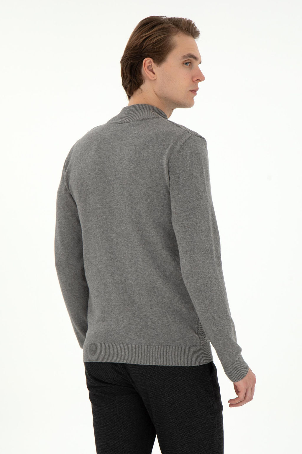 Мужской серый меланжевый базовый трикотажный кардиган Неожиданная скидка в корзине - U.s. polo assn фото 5