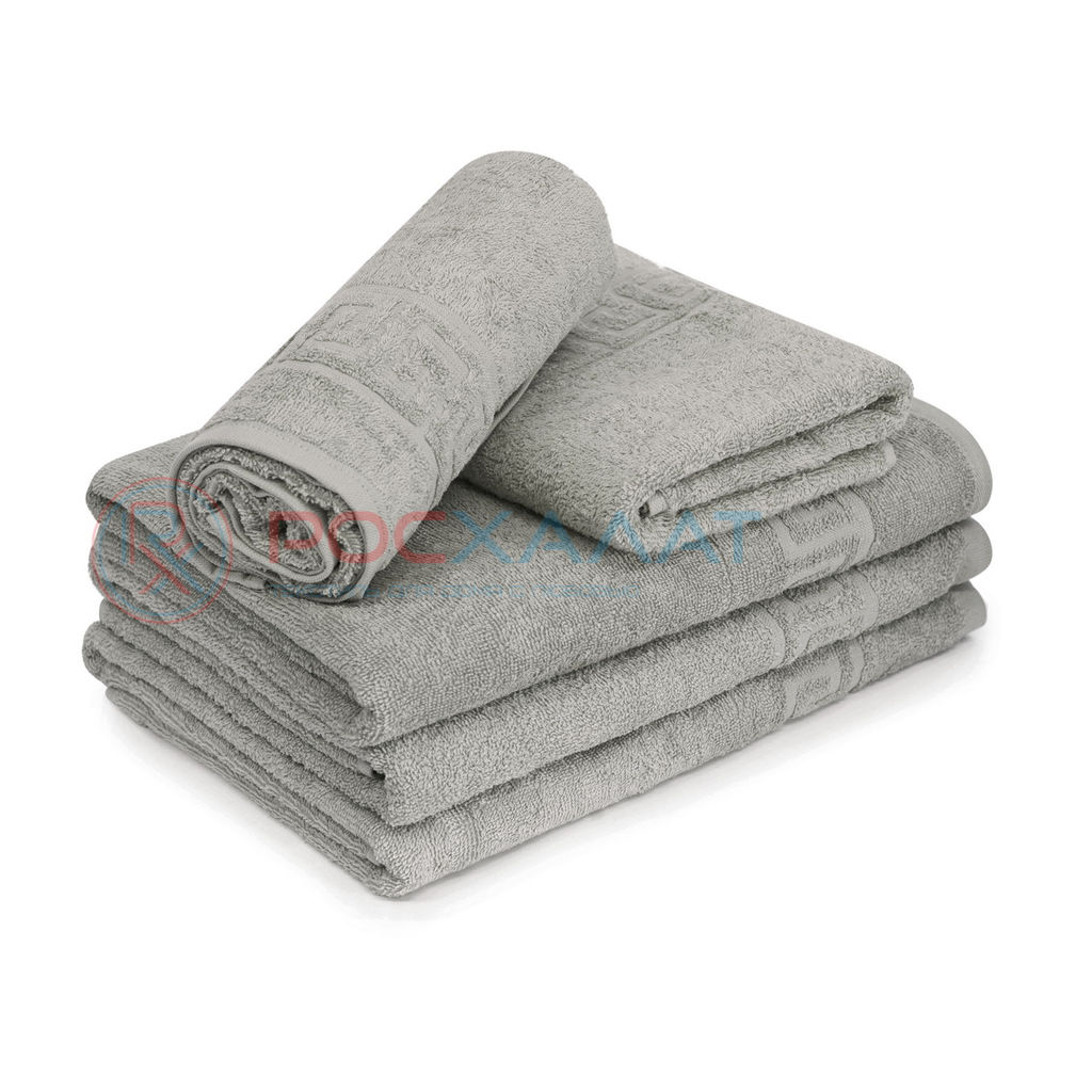 Махровое полотенце с греческим бордюром серое ПТ-21 40х70