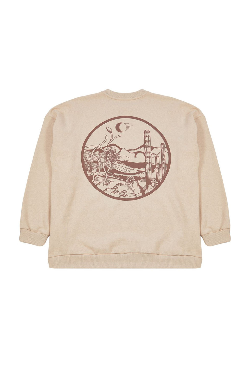 Bej B_y_k Beden Bisiklet Yaka Oversize/Geni_ Kesim S_rt Bask_l_ __i Polar Sweatshirt TMNAW24AO00004