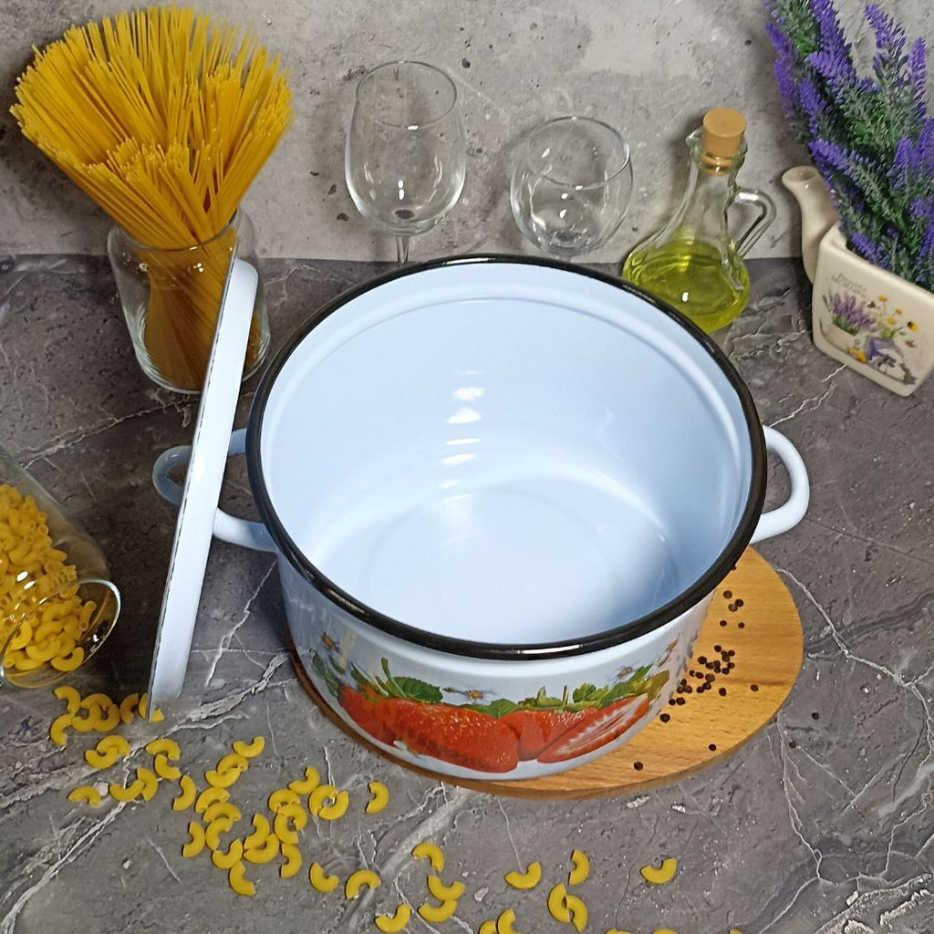 Кастрюля 7.0л 1с18с сер-гол. Клубника садовая