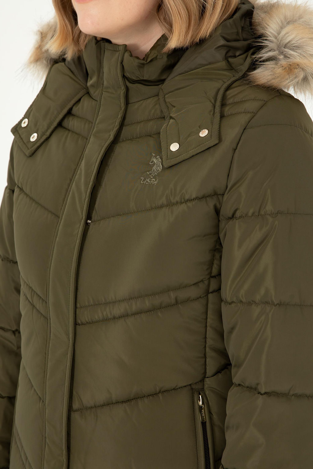 Женское пальто цвета хаки Неожиданная скидка в корзине - U.s. polo assn фото 7