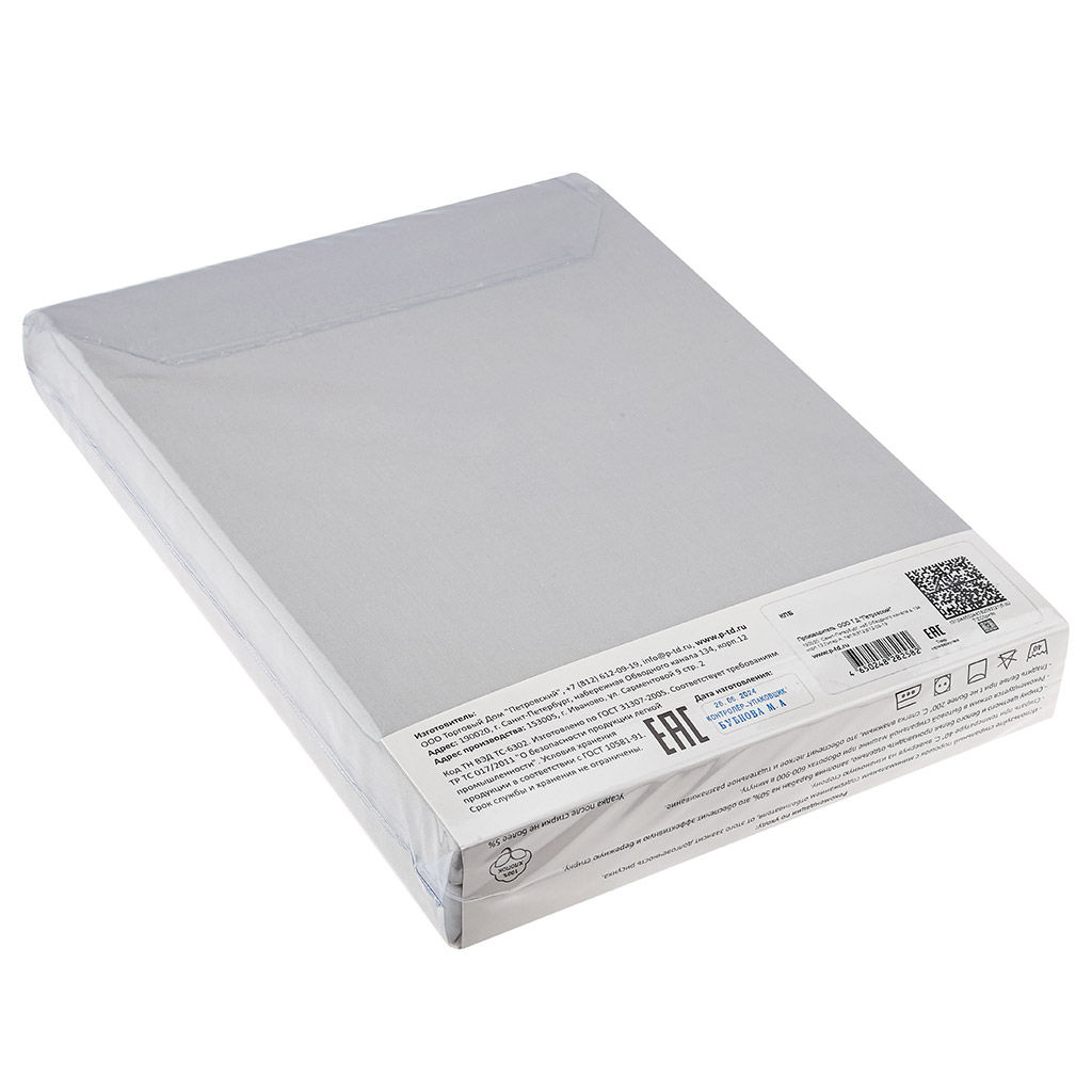 Постельное белье, комплект 2-х спальный "Дельфиниум", 4 предмета: пододеяльник на пуговицах 175х215см, евро-простыня 220х240см, 2 наволочки 70х70см с клапаном-запахом, сатин 135г/м2, хлопок 100%, упаковка "классическая" ПВХ 32х41см, "Домашняя мода" (