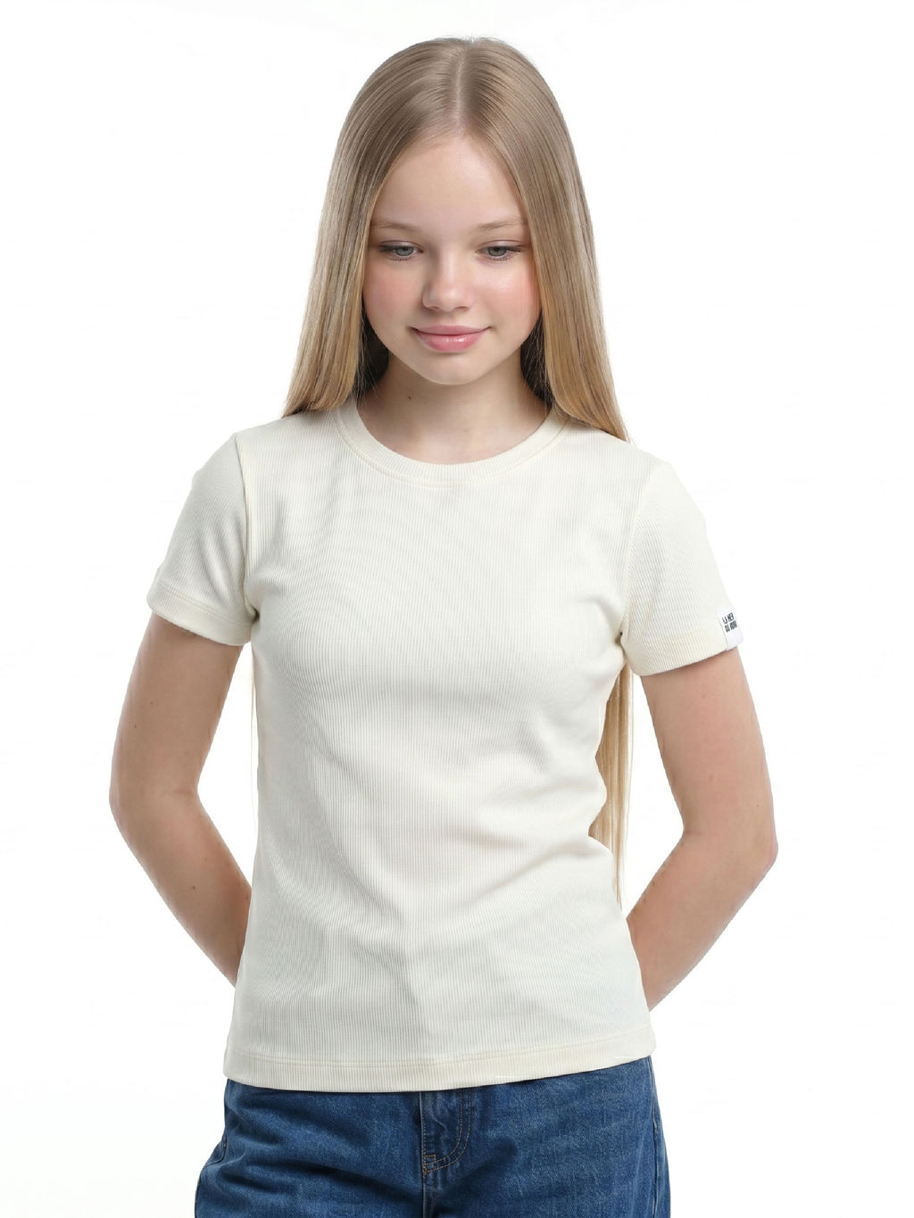 Футболка в рубчик 22-0210 бежевый - Mini maxi фото 153