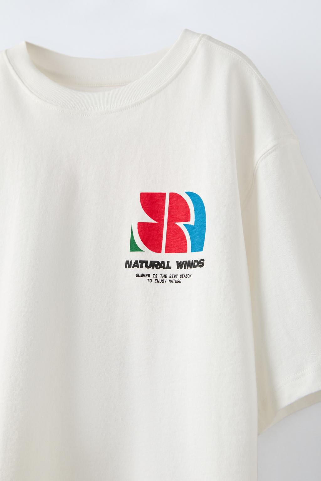 T-SHIRT WITH LABEL PRINT - Zara фото 4