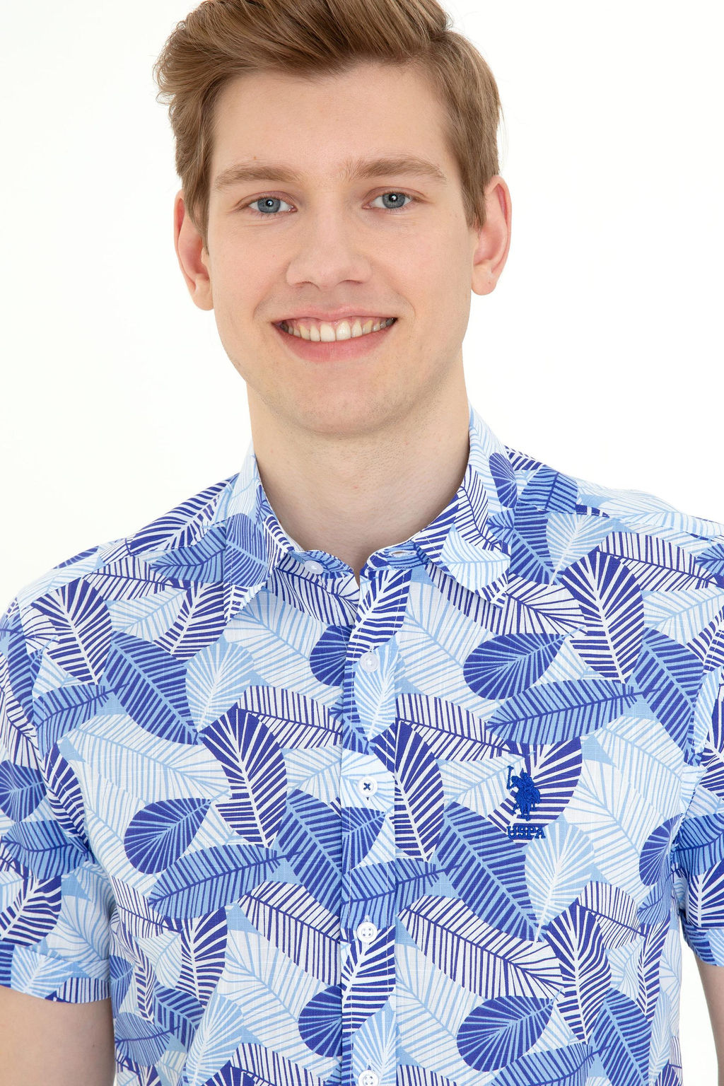 U. S. Polo Assn Мужская синяя рубашка с коротким рукавом - U.s. polo assn фото 14