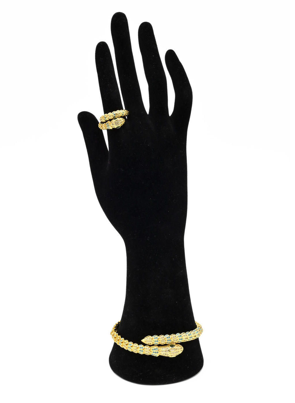 Браслет Змея с фианитами цв.хрусталь, голубой, 15см