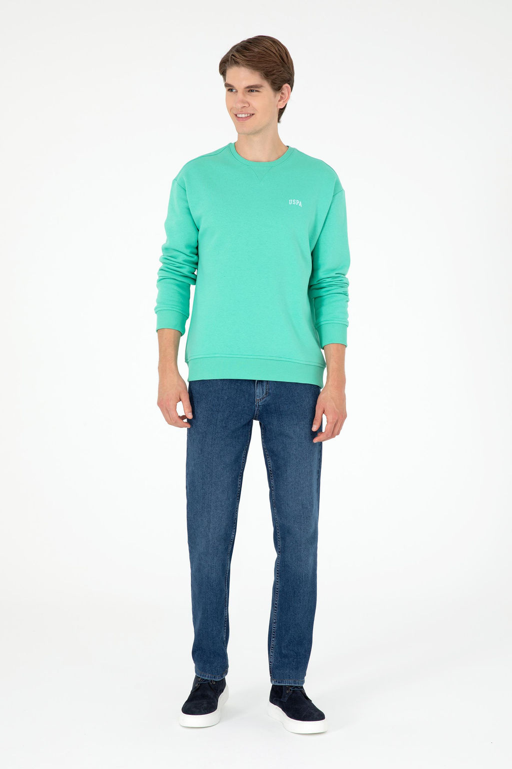 Базовый свитшот Comfort Fit с круглым вырезом цвета розового золота и мяты Неожиданная скидка в корзине - U.s. polo assn фото 4