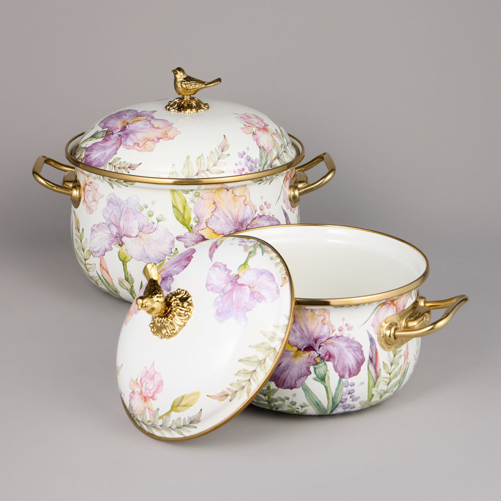 НАБОР КАСТРЮЛЬ AGNESS ЭМАЛИРОВАННЫХ СЕРИЯ IRISES, 4ПР. 2,1Л И 3,8Л фото 2