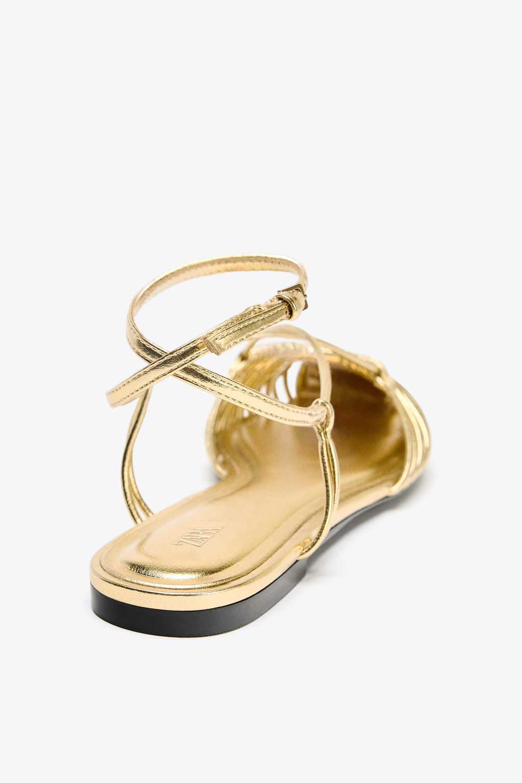 METALLIC-EFFECT STRAPPY CAGE SANDALS