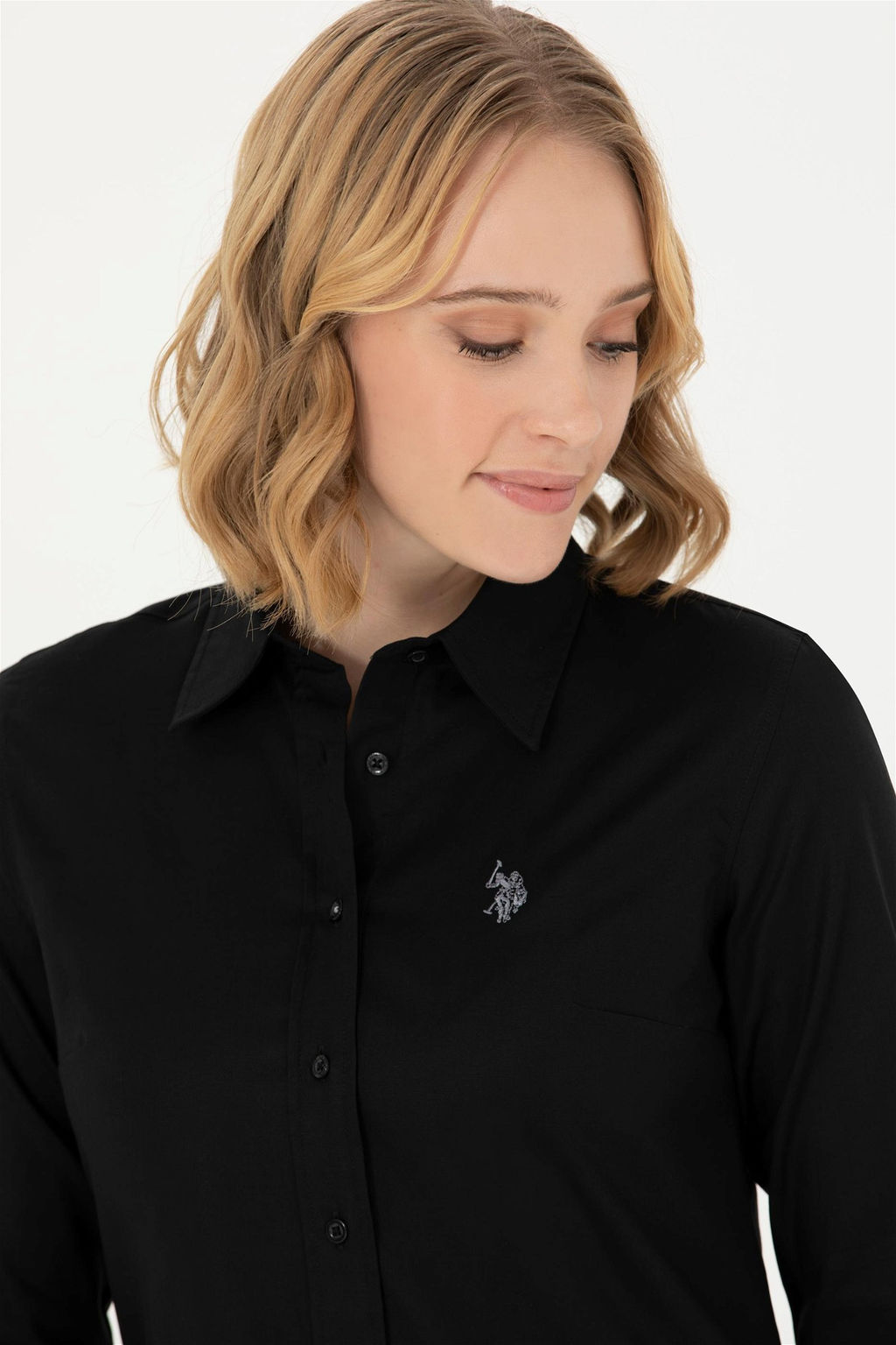 Женская черная базовая рубашка с длинным рукавом Неожиданная скидка в корзине - U.s. polo assn фото 2