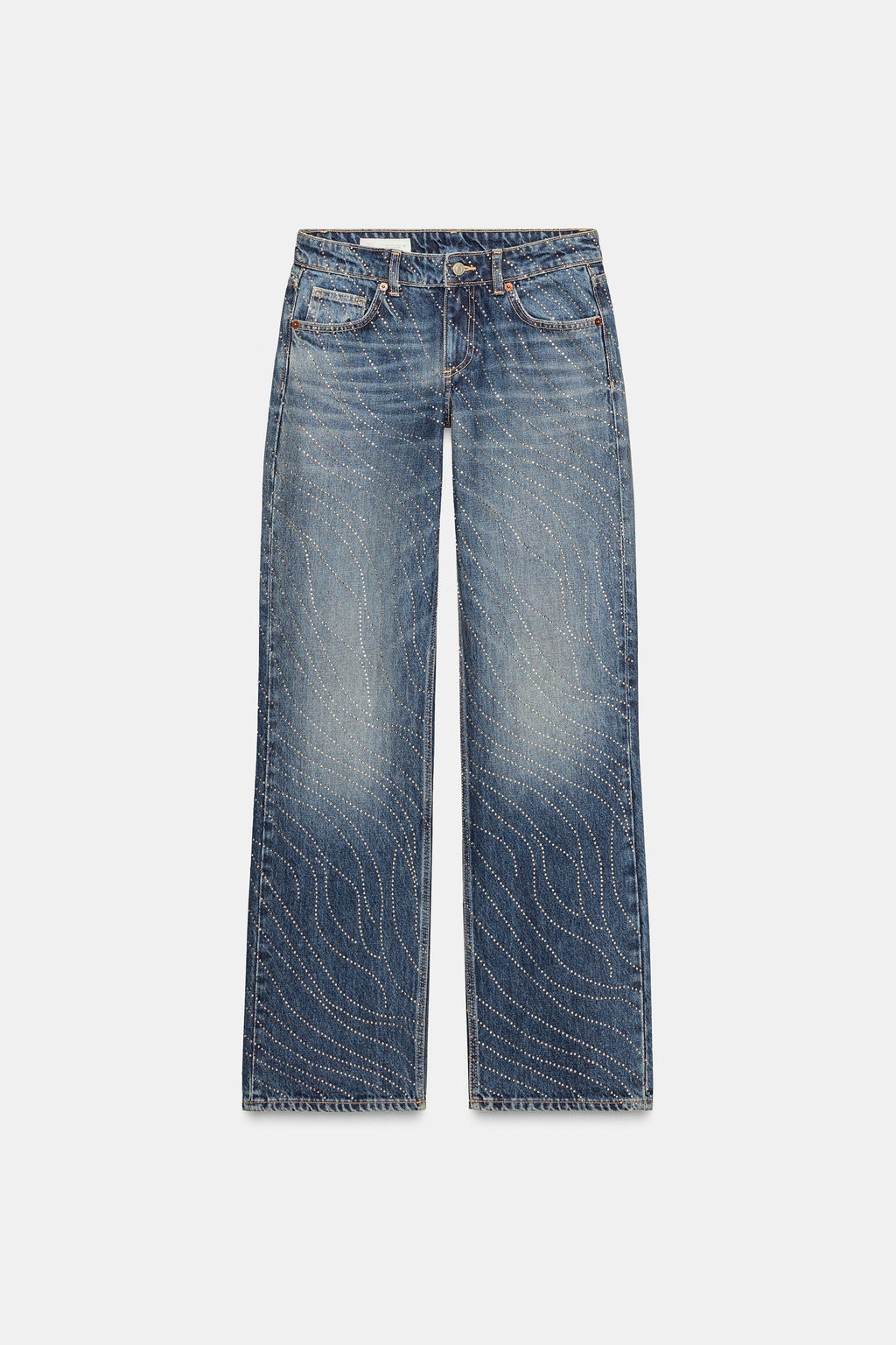 TRF LOW-RISE WIDE-LEG RHINESTONE JEANS - Zara фото 6