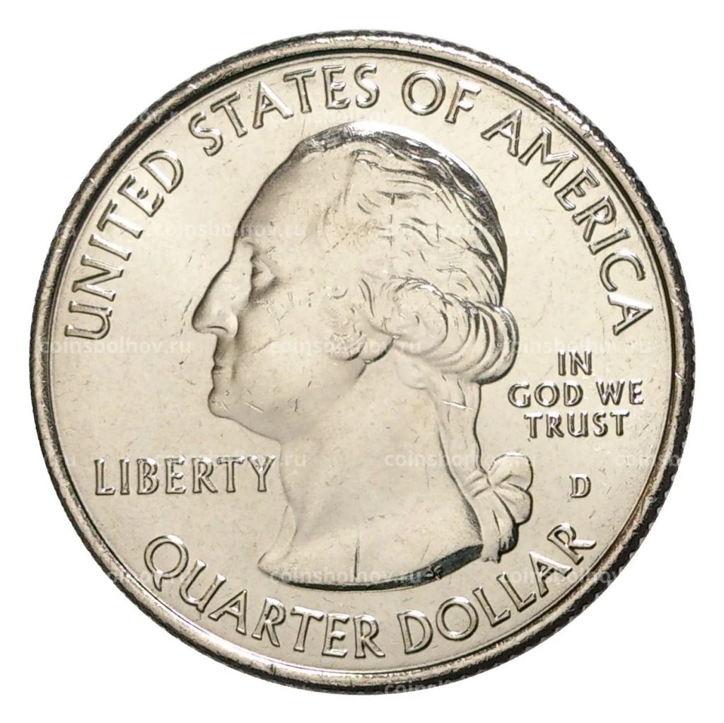 Монета 25 центов 2017 года D Национальные парки  №39 Национальный монумент острова Эллис