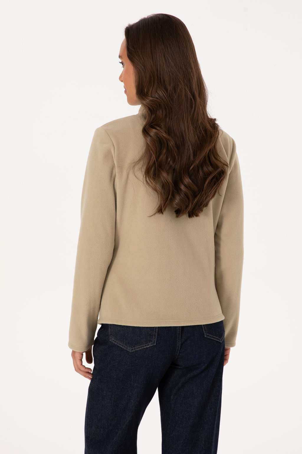 Kad_n A__k Haki Fermuarl_ Dik Yaka Polar Sweatshirt - U.s. polo assn фото 5