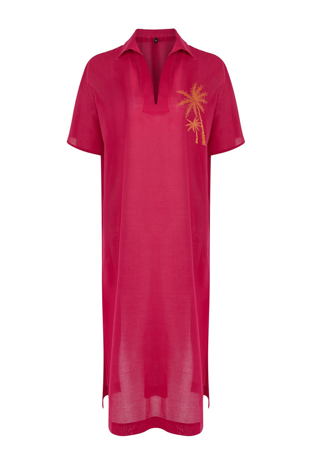 Trendyolmilla Fusya Maxi Dokuma %100 Pamuk Nak?sl? Plaj Elbisesi TBESS25EL00026  фото 7