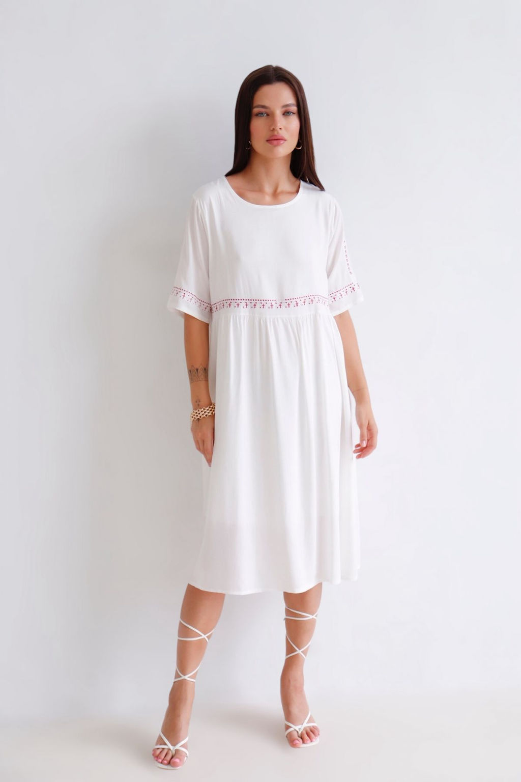 Martichelli Платье хлопковое белое  фото 4