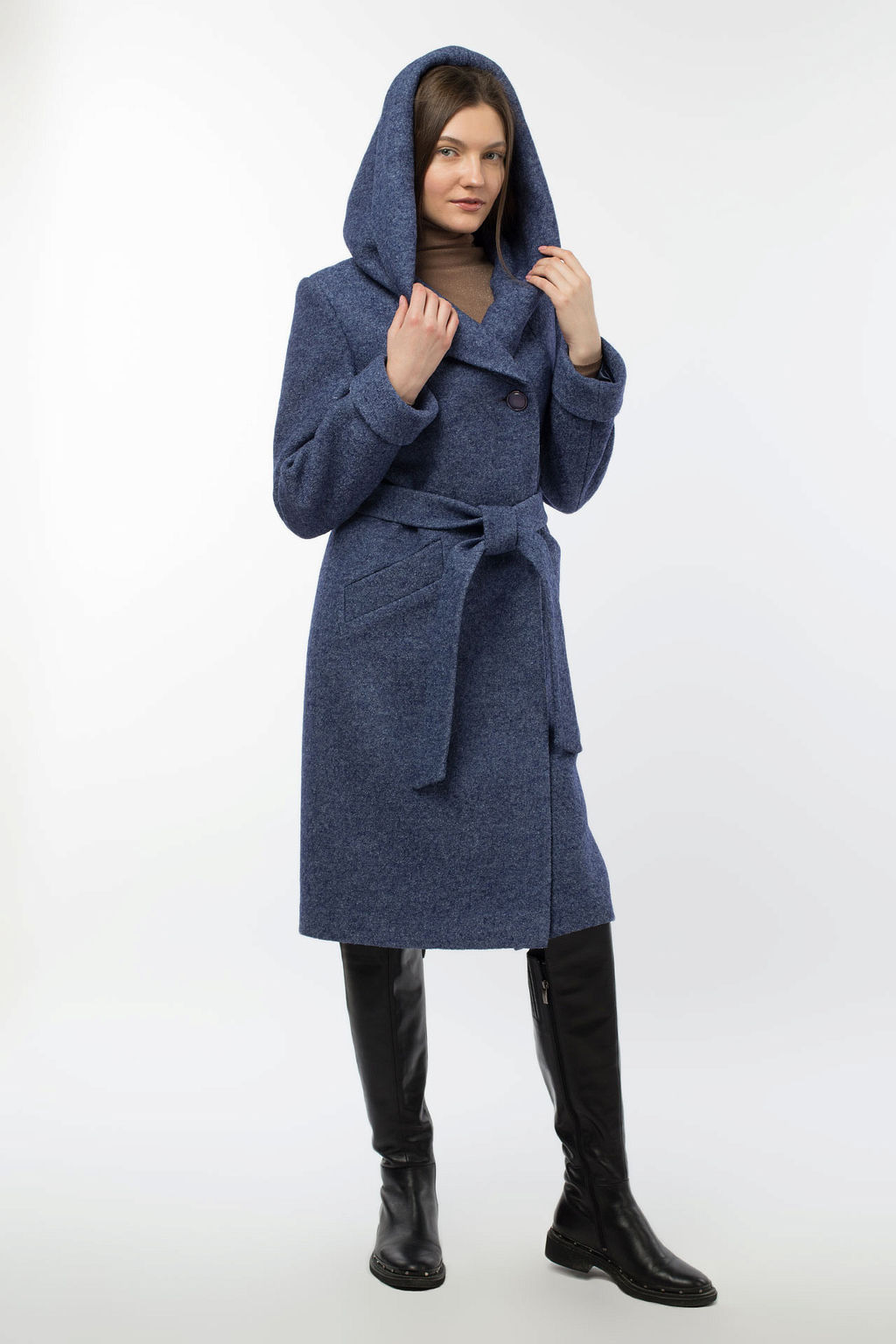 01-10524 Пальто женское демисезонное (пояс) - El podio фото 4
