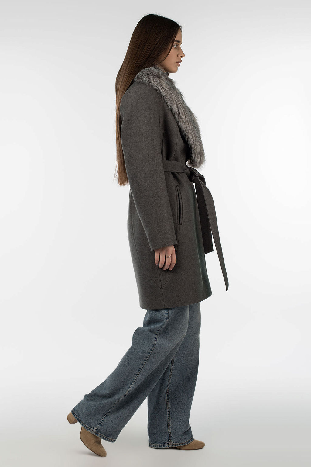 02-3072 Пальто женское утепленное (пояс) - El podio фото 3