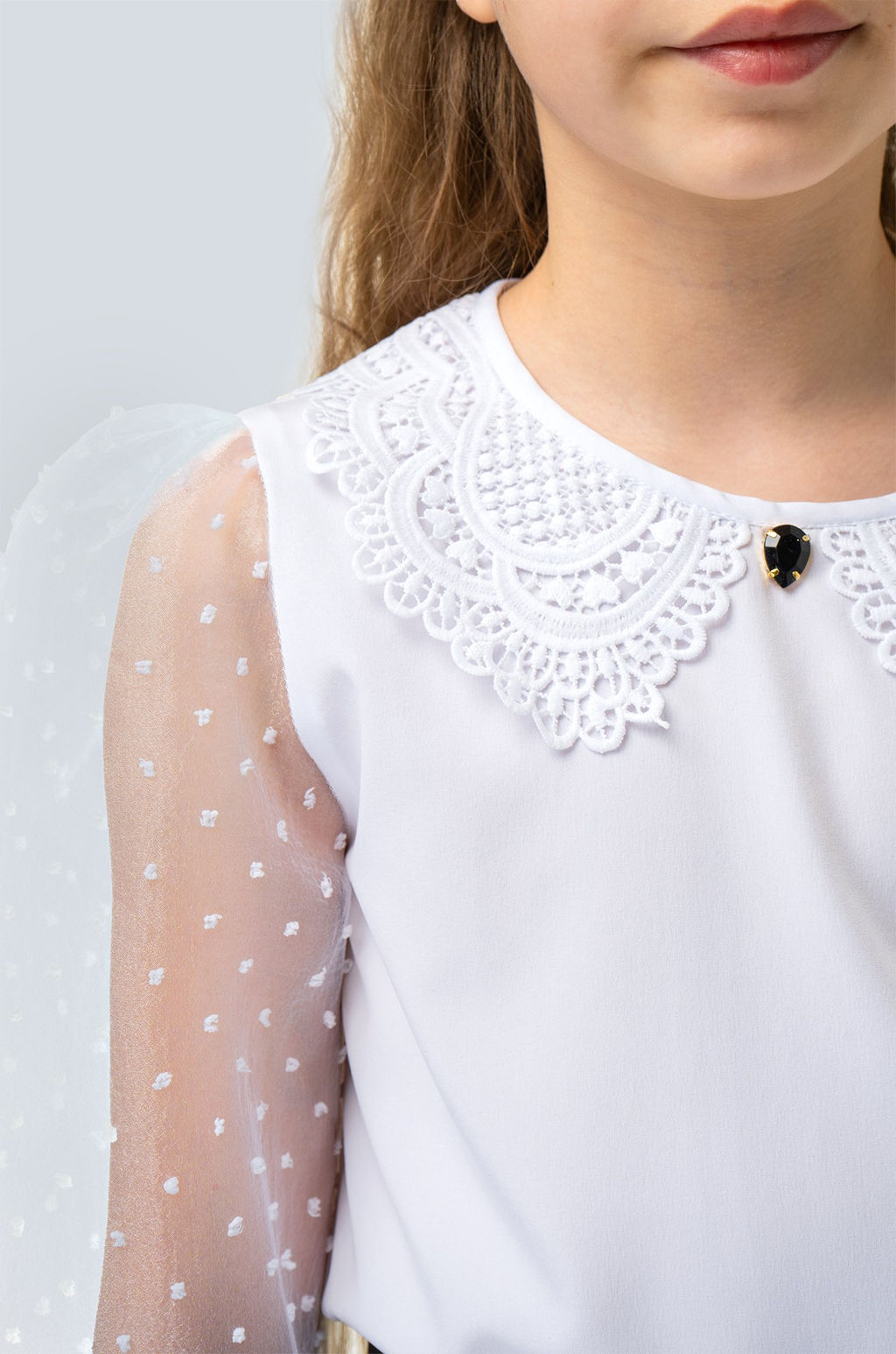 Нарядная блузка для девочки с длинным рукавом Happy Fox  фото 5