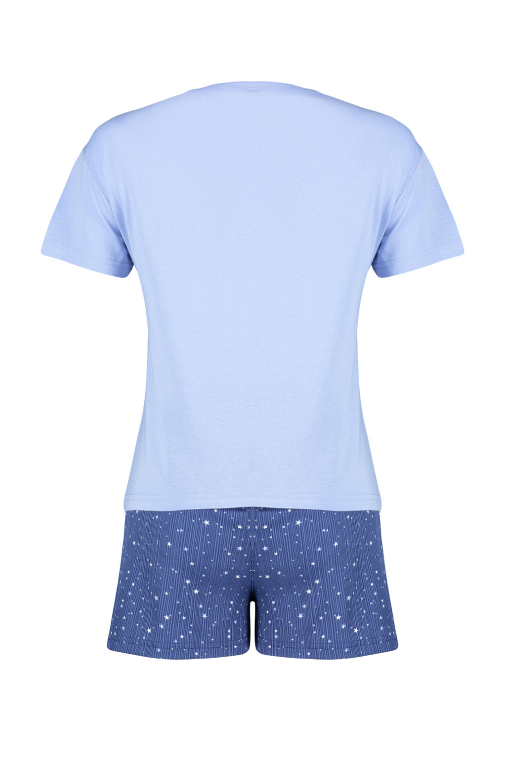 Trendyolmilla Mavi %100 Pamuklu Y?ld?z Desenli Sortlu Orme Pijama Tak?m? THMSS24PT00202 фото 13