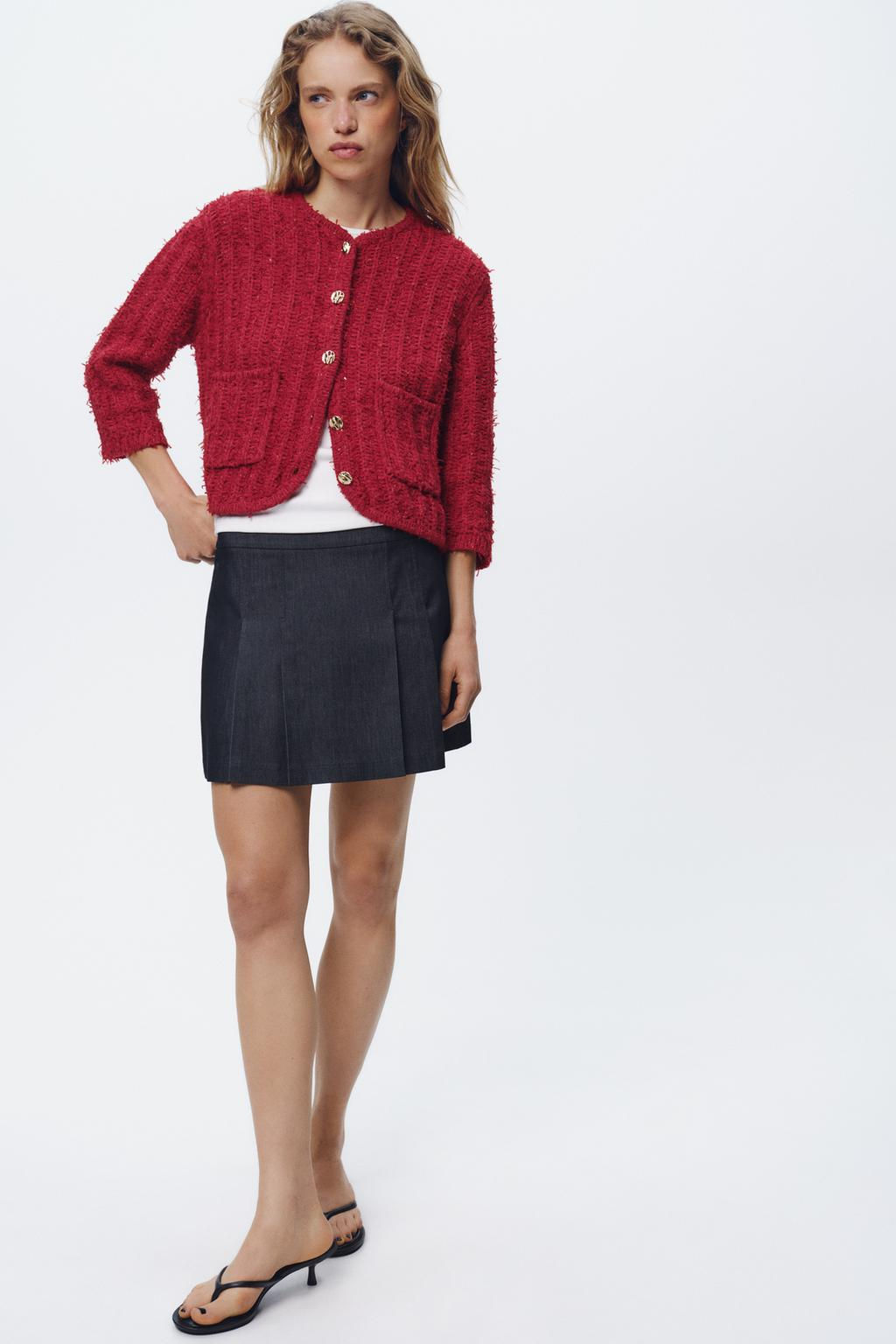 3/4 LENGTH SLEEVE KNIT CARDIGAN