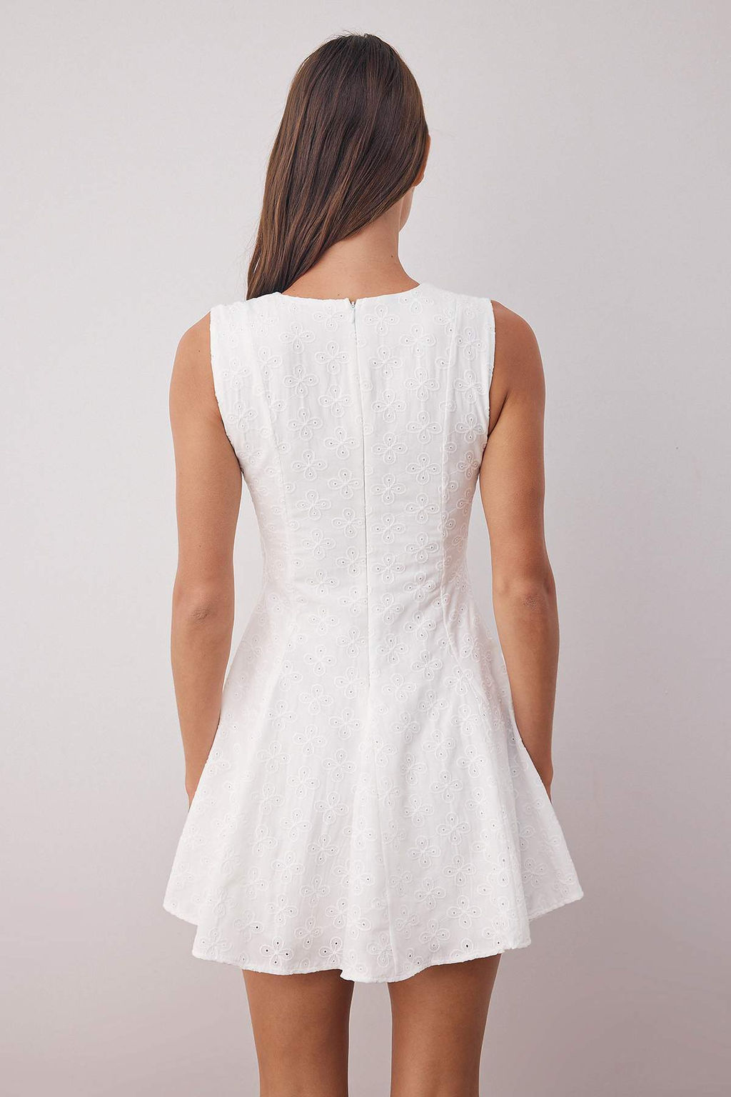 Etegi Belden Ac?lan Duz Ekru Brode Mini Dokuma Elbise TWOSS25EL00884 - Trendyolmilla фото 8