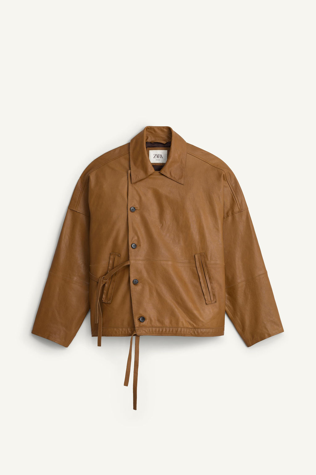 CAZADORA RELAXED FIT PIEL NAPA / Tostado - Zara фото 6