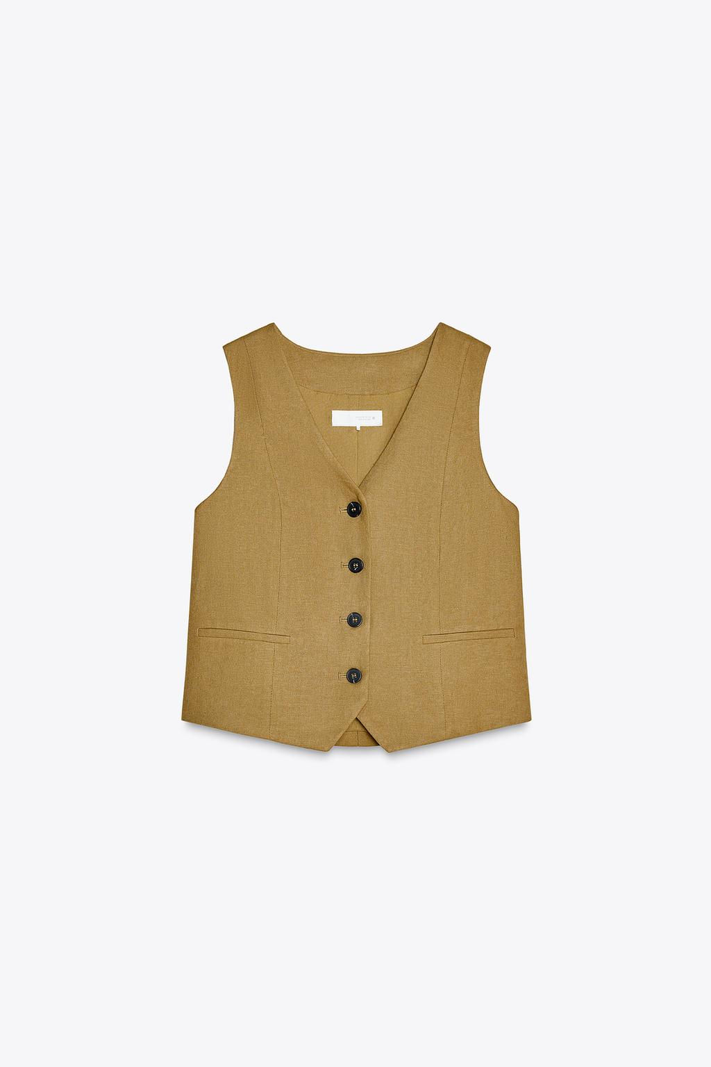 LINEN BLEND TAILORED WAISTCOAT - Zara фото 18