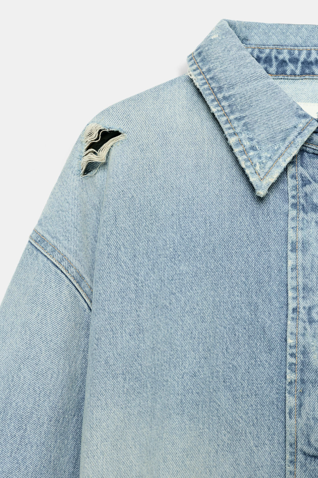 SOBRECAMISA CROP DENIM TRF / Azul claro - Zara фото 6