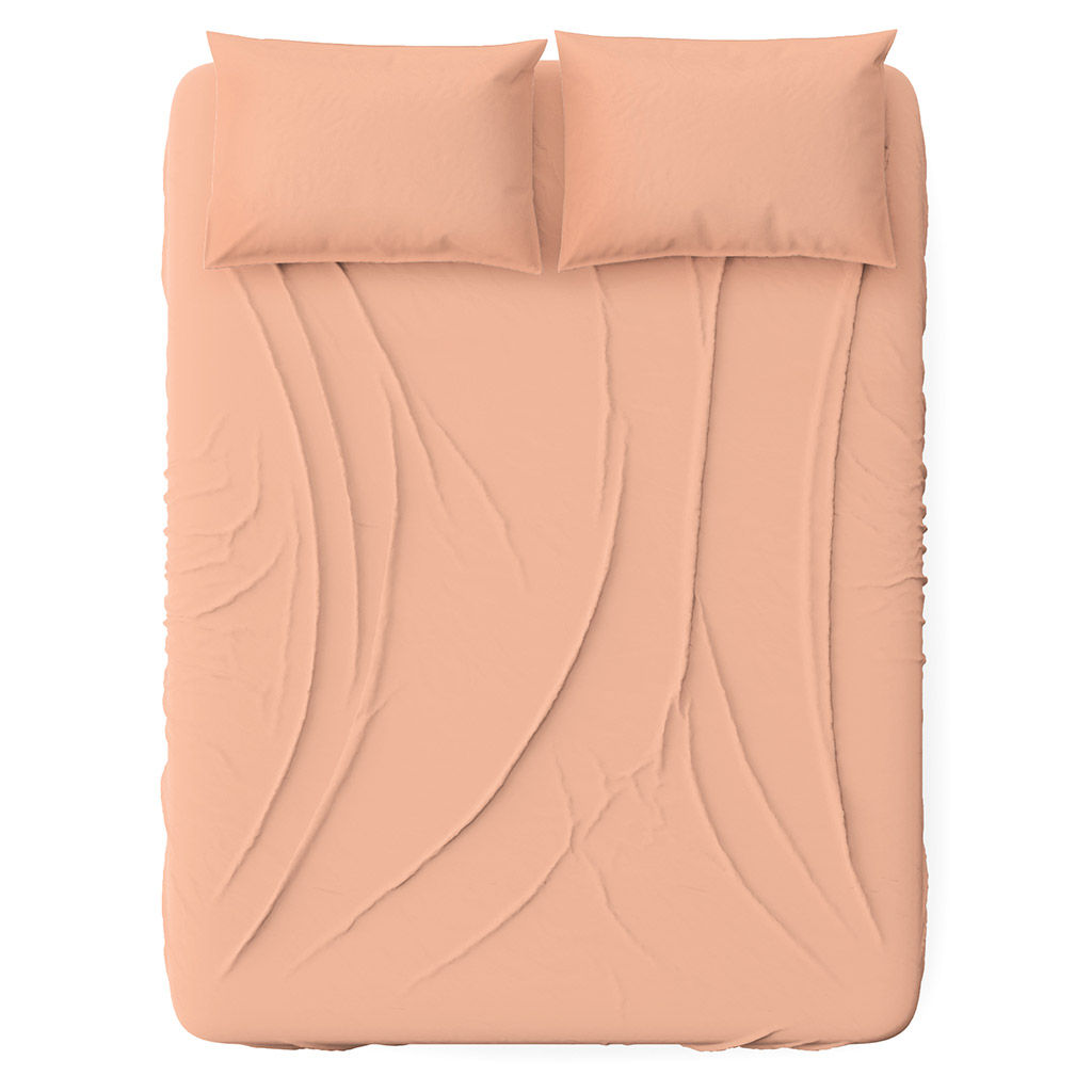 Простыня Евростандарт на резинке "Персик" 160х200см, свесы 27см, перкаль 115г/м2, хлопок 100%, упаковка "классическая" ПВХ 28х41см, "Домашняя мода" (Россия)