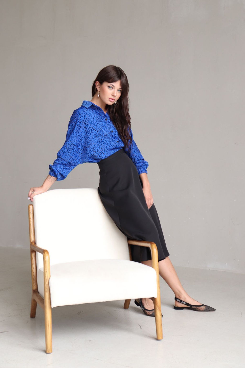 Martichelli Рубашка базовая электрик с мелким принтом  фото 21